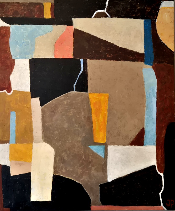 Detalje fra Collagemaleri af Johanne Petersen